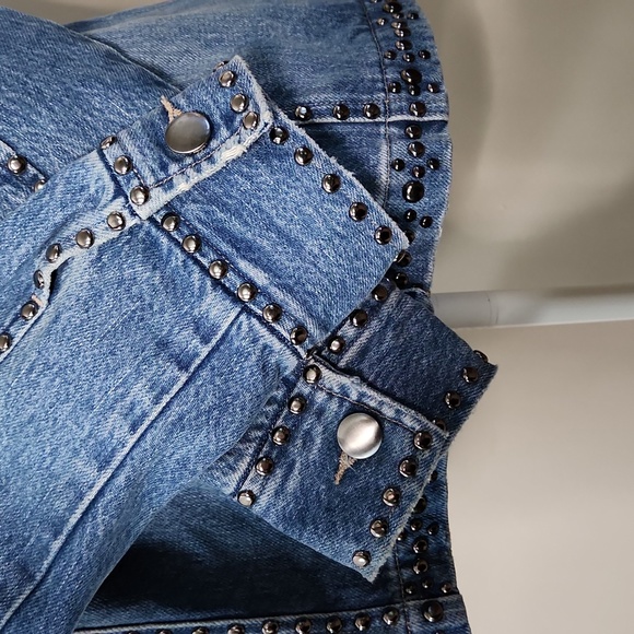 Nwt Frame Denim Le Studded Motif Denim Jacket - Picture 7 of 16